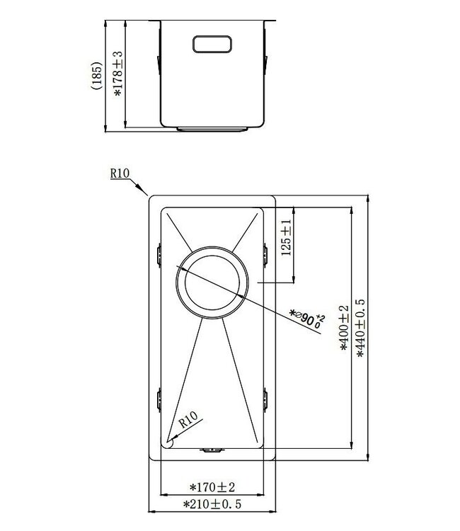 Alpha R-17 Enkele Spoelbak - RVS