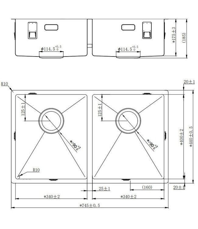 Alpha R-3434 Dubbele Spoelbak - RVS