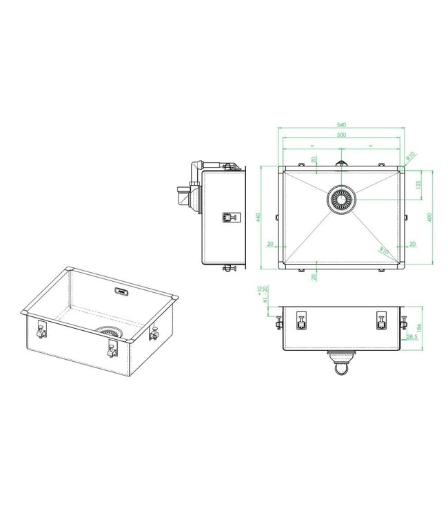 Bingara 50VI Enkele Spoelbak - RVS