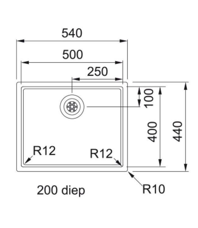 Franke Bolero Plus R10 BXX11050 Enkele Spoelbak - RVS