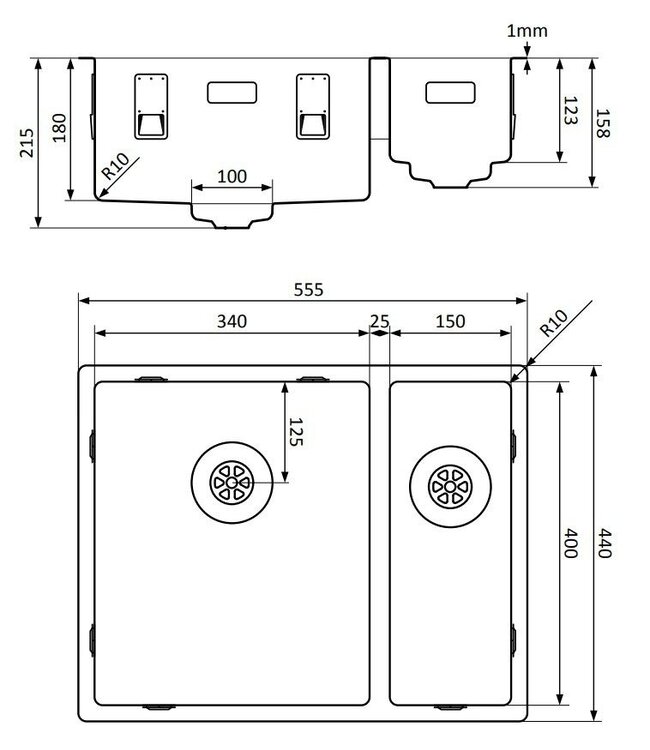 Lorreine 3415SP Dubbele Spoelbak - RVS
