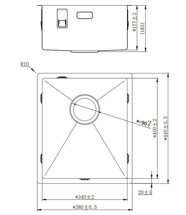 Lorreine 34R Enkele Spoelbak - RVS