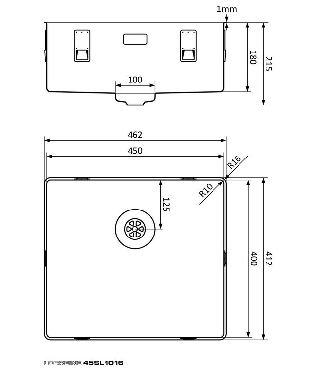 Lorreine 45SL Enkele Spoelbak - RVS