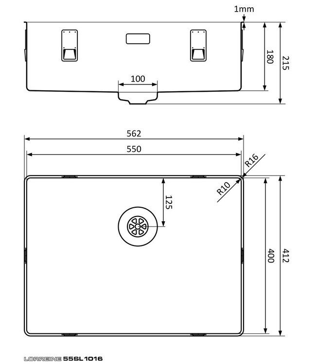 Lorreine 55SL Enkele Spoelbak - RVS