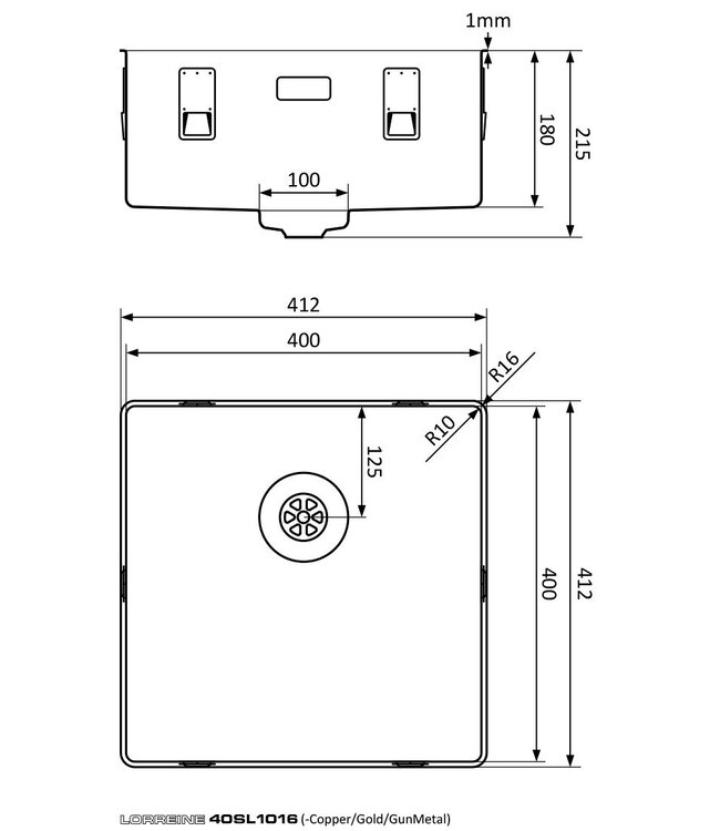 Lorreine 40SL Enkele Spoelbak - Gold