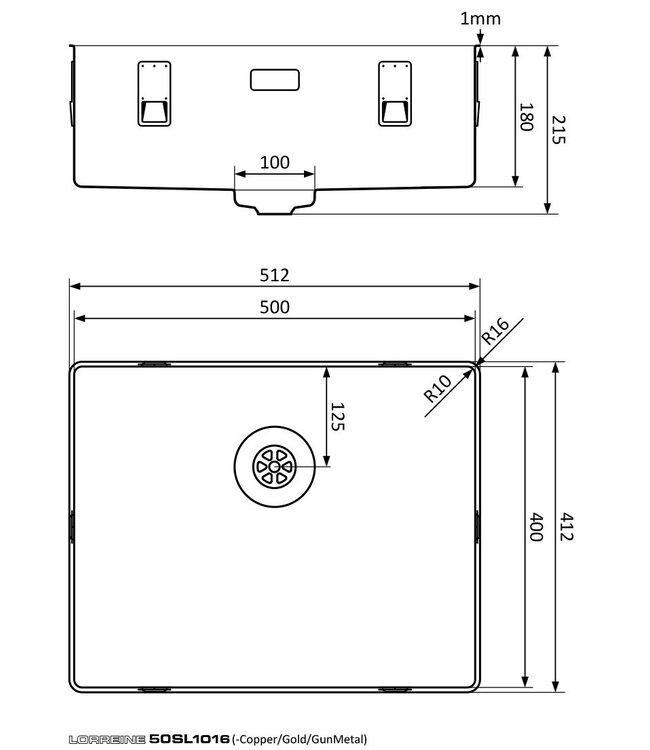 Lorreine 50SL Enkele Spoelbak - Copper