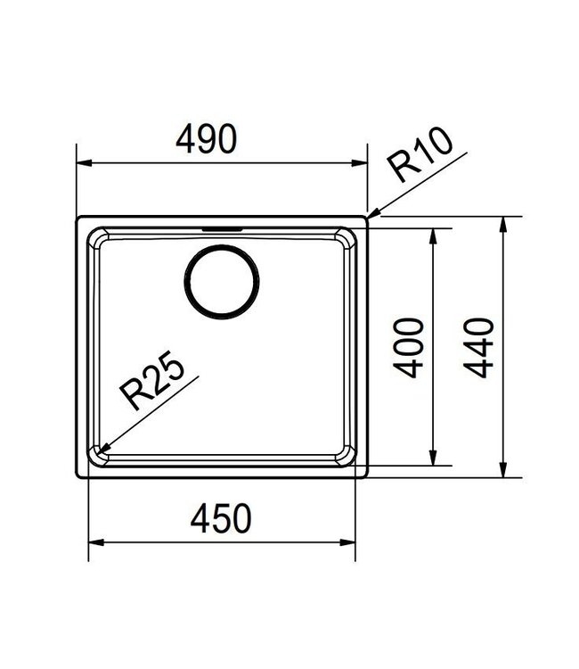 Franke Mythos MYX 11045 Enkele Spoelbak - RVS