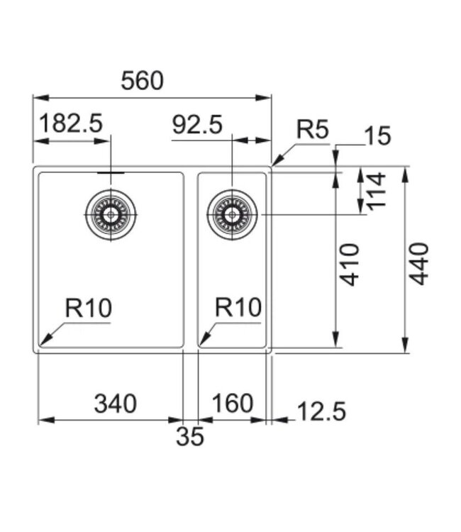 Franke Sirius SID 160 Dubbele Spoelbak - Carbon Black
