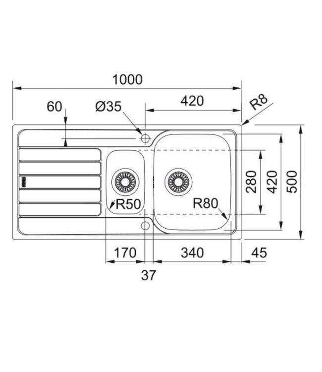 Franke Spark 651 Dubbele Spoelbak - RVS