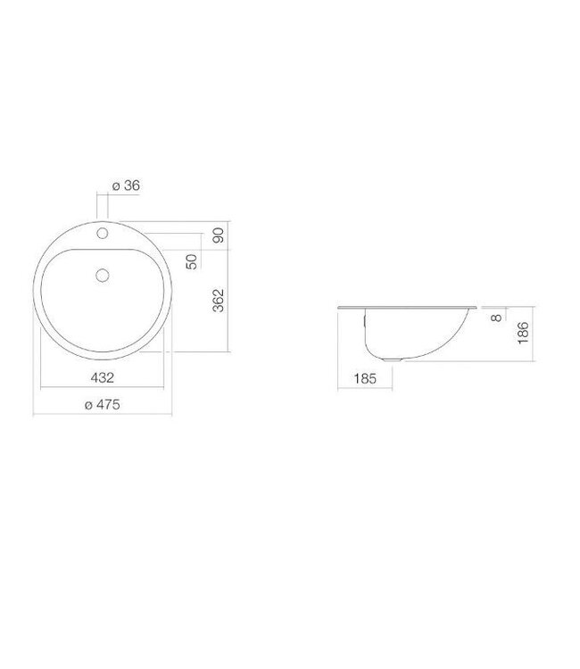 Alape EW.3 inbouw waskom met kraangat - Wit