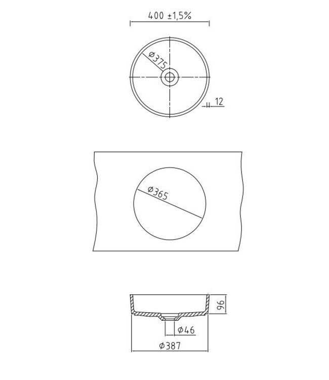 Systemceram Patera 40 opzetwastafel - Nigra