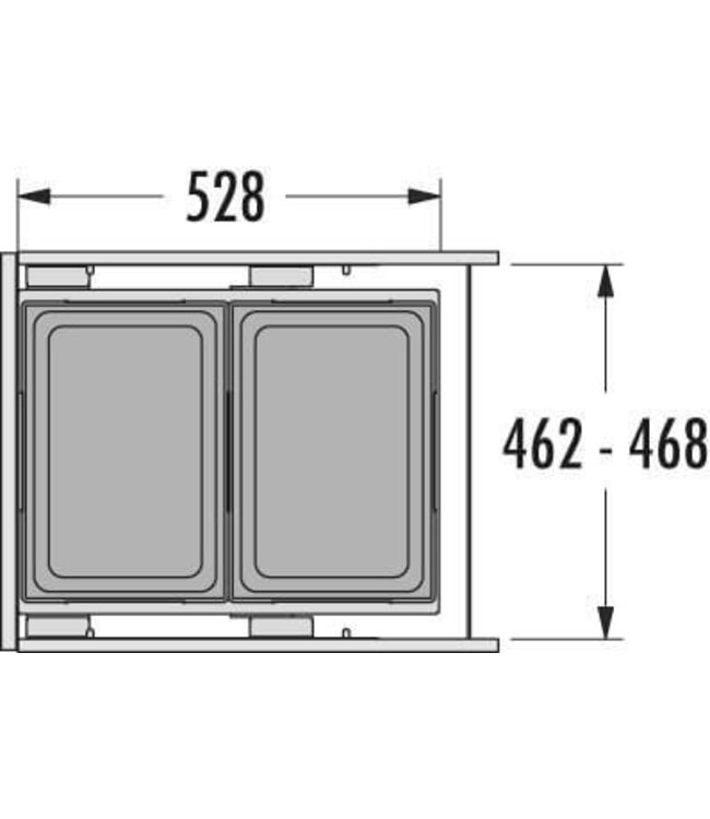 Hailo Euro Cargo Front AE361975 inbouw afvalemmer 76 liter