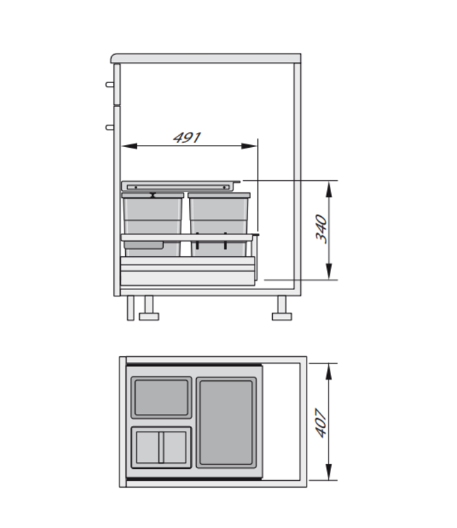 Hailo Separato K46 AE362046 inbouw afvalemmer 34 liter
