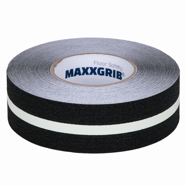Antirutschband 50 mm x 18,3 Meter Schwarz mit Leuchtlinie