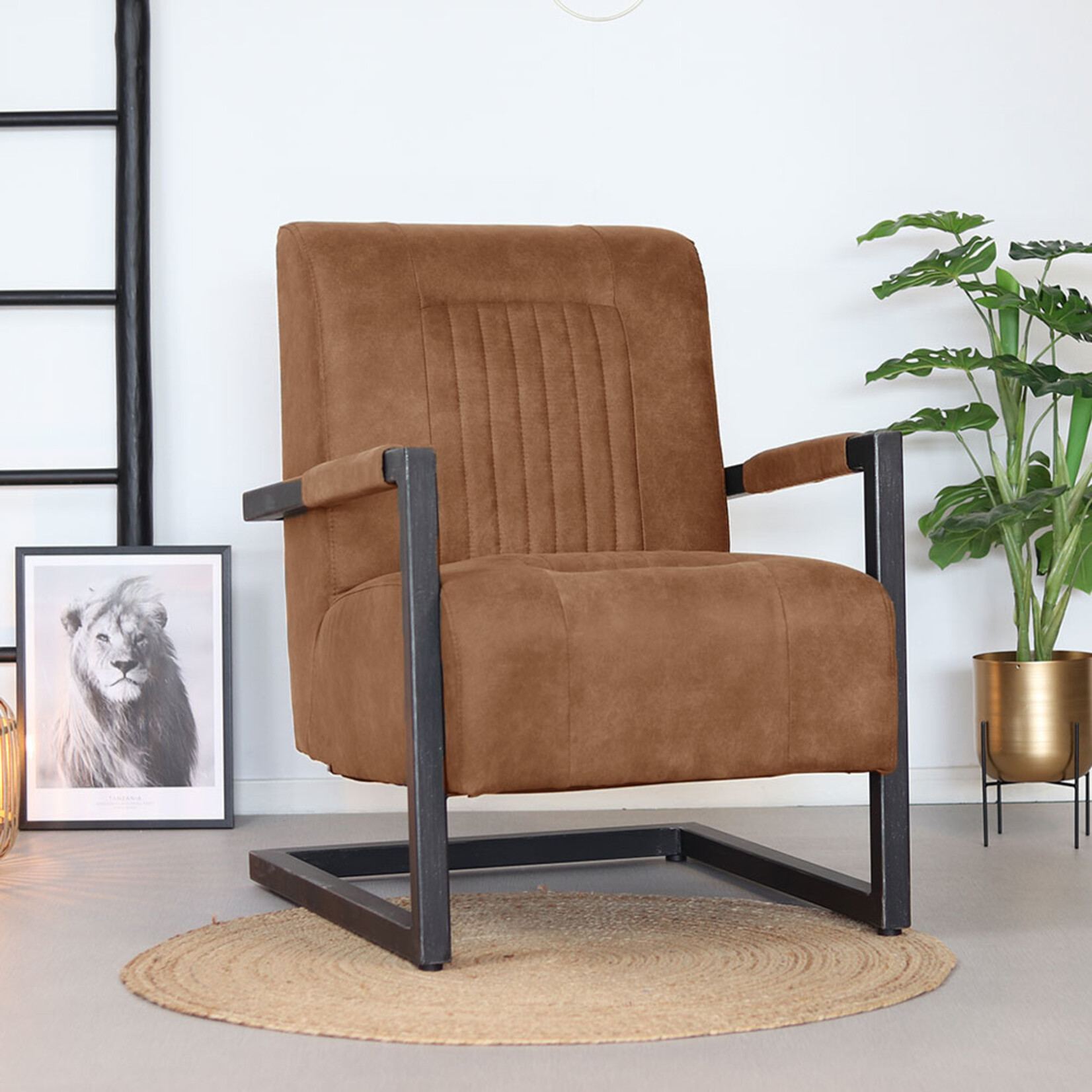 Fauteuil Austin cognac microvezel