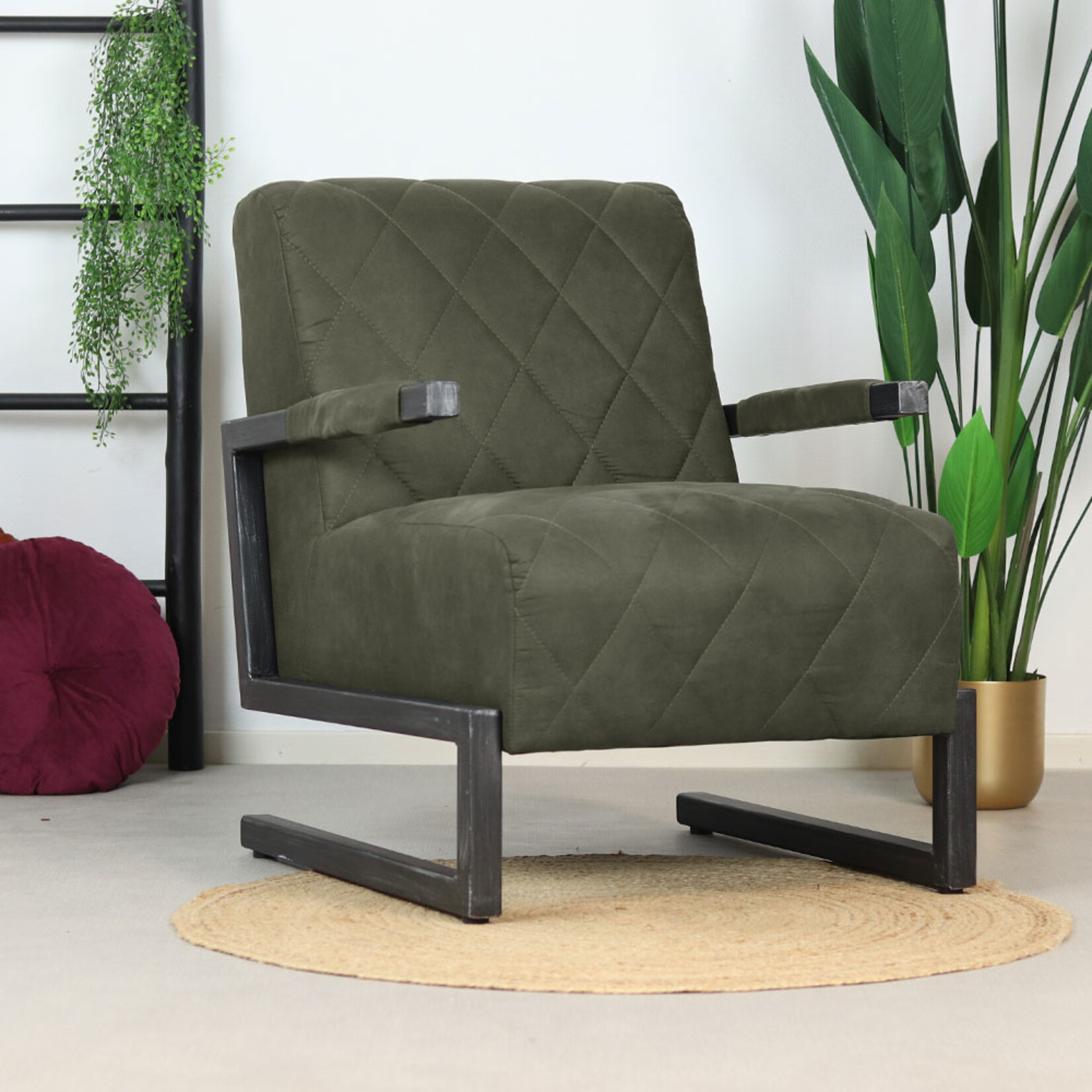 Fauteuil Morris olijfgroen microvezel