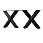 Stalen X-poot eettafel set van 2