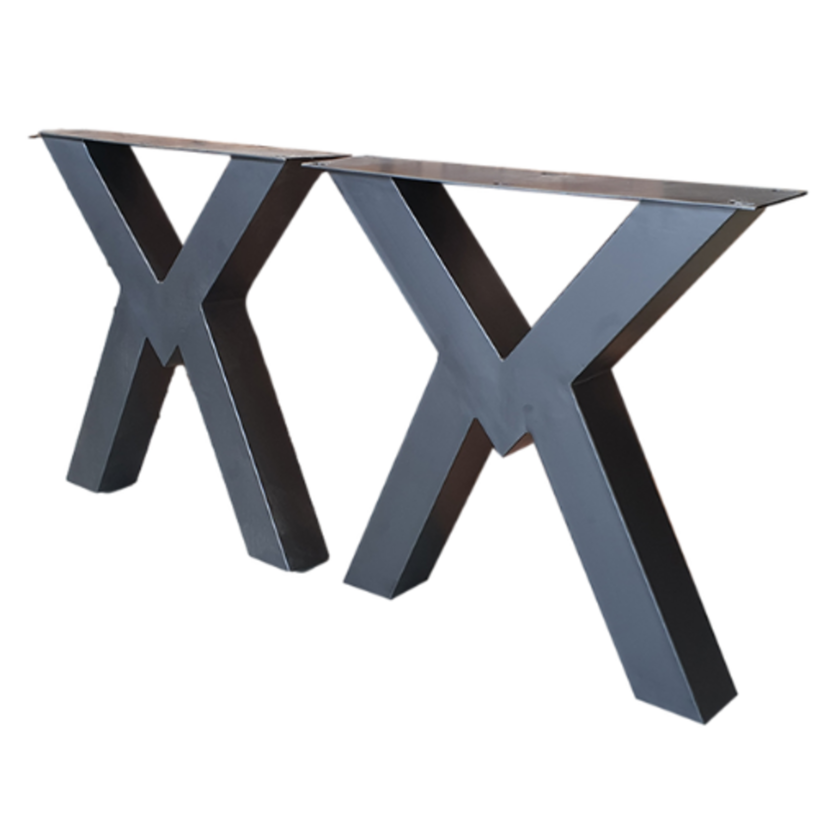 Stalen X-poot voor een eettafel, met uniek design