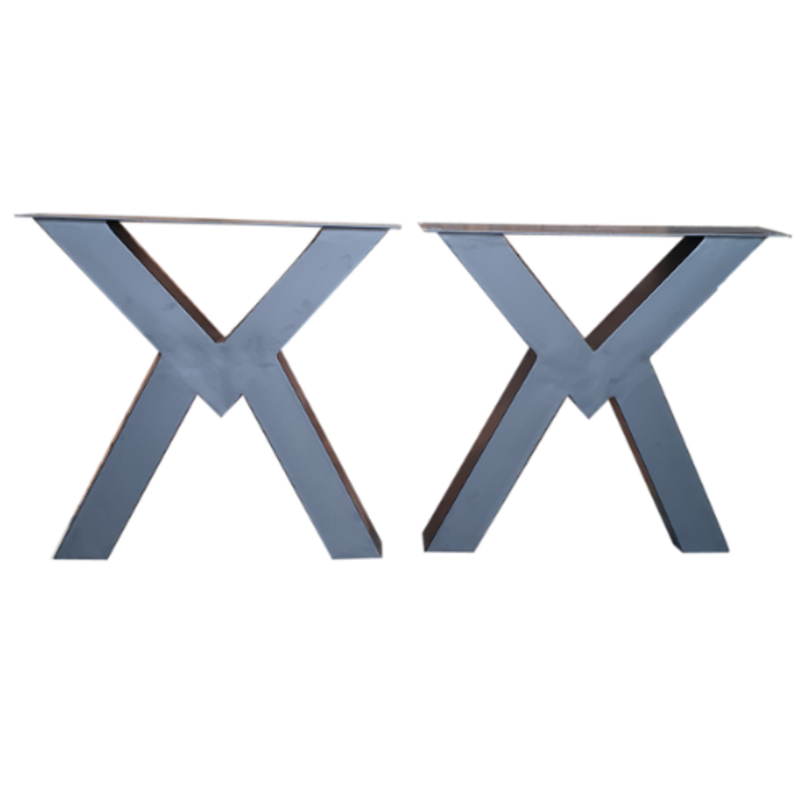 Stalen X-poot voor een eettafel, met uniek design