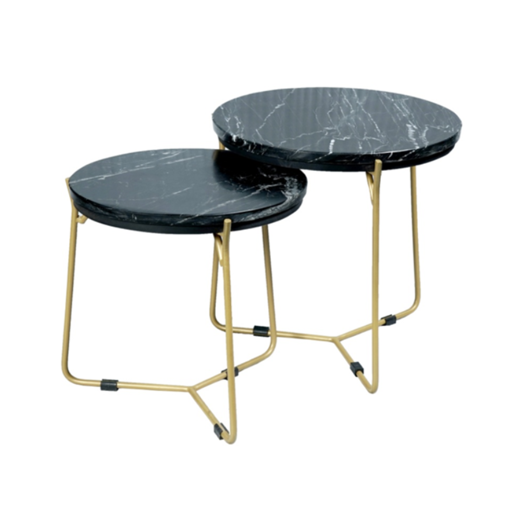 Salontafel set Caly | Zwart marmer 50-40 cm