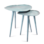 Benoa Blauwe patina bijzettafel 34,5 diameter (set van 2)