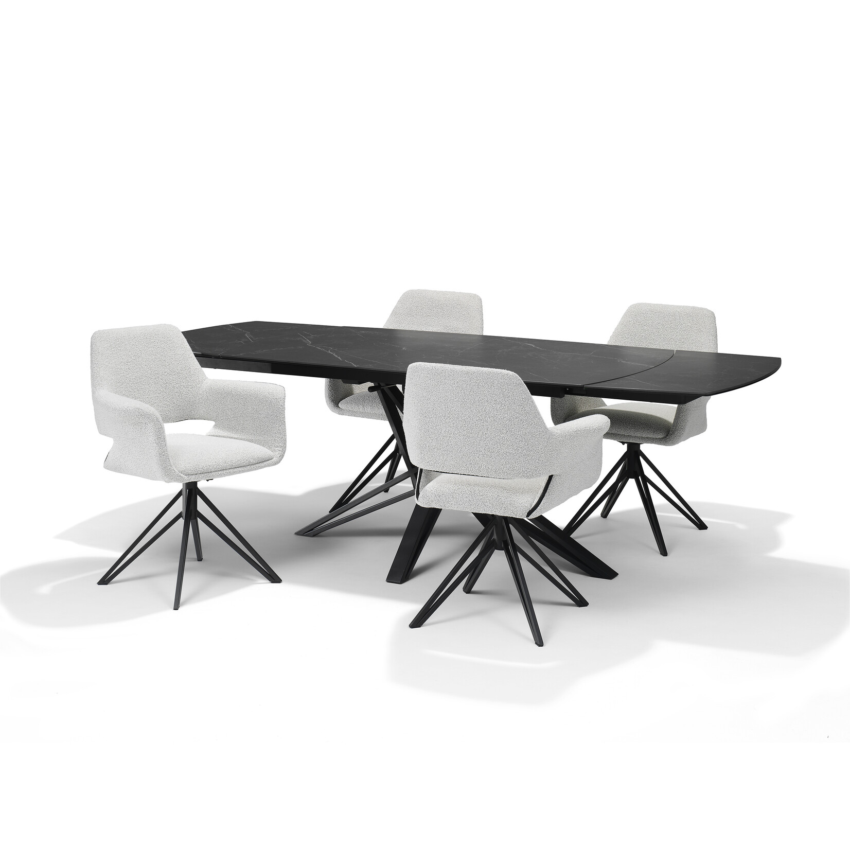 Luxe uitschuifbare eettafel met marmer blad (in meerdere kleuren en onderstellen)