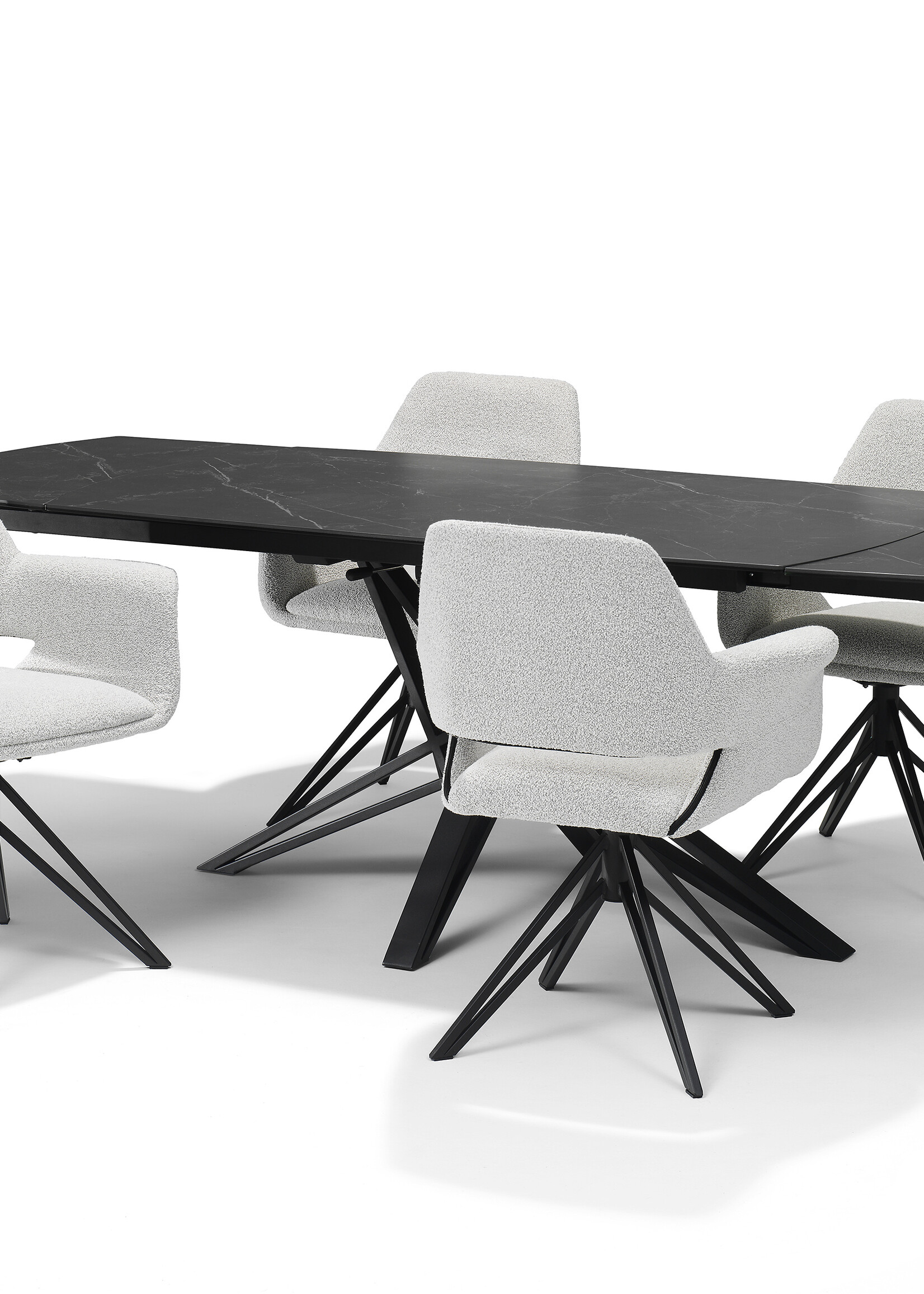 Luxe uitschuifbare eettafel met marmer blad (in meerdere kleuren en onderstellen)