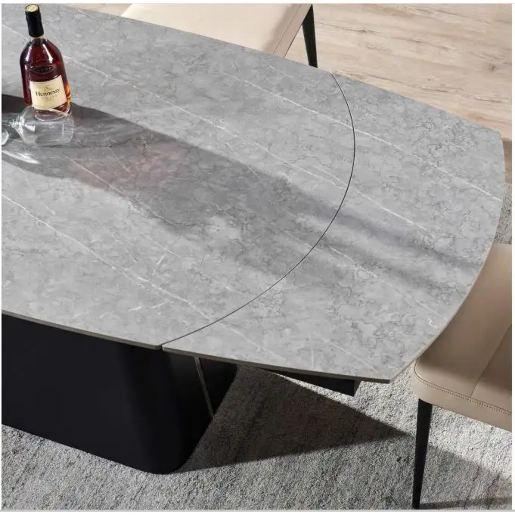 Luxe uitschuifbare eettafel met marmer blad (in meerdere kleuren en onderstellen)