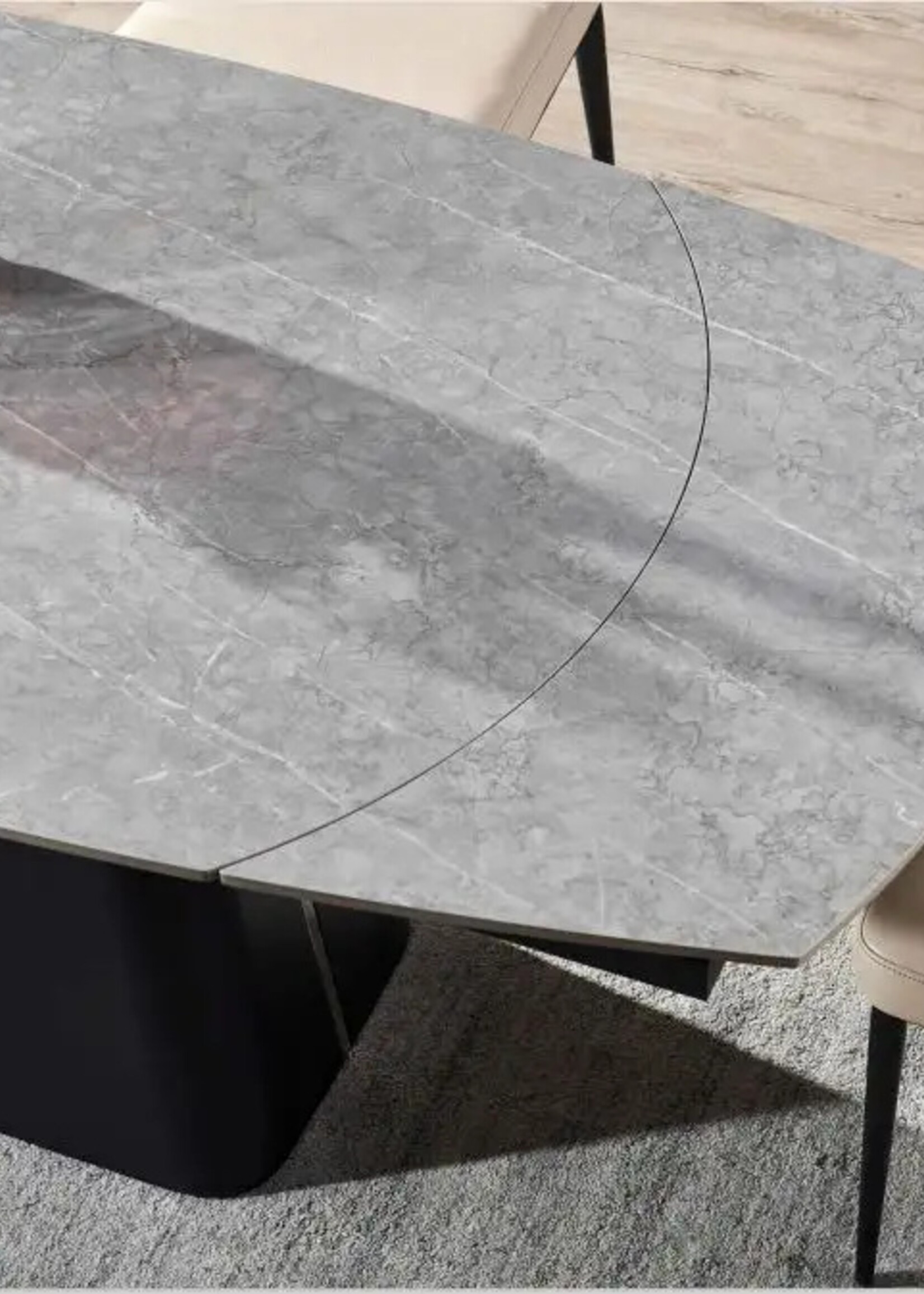 Luxe uitschuifbare eettafel met marmer blad (in meerdere kleuren en onderstellen)