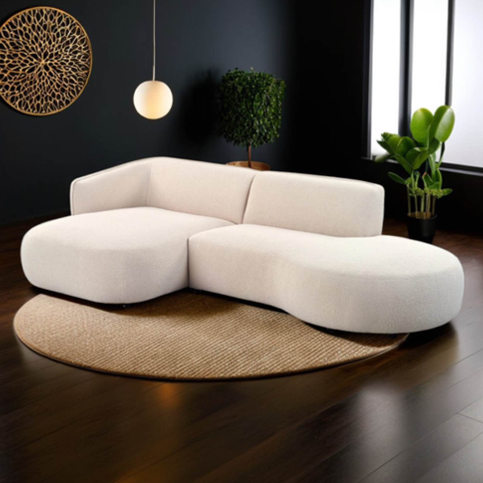 Luik Luik hoekbank rond Beige Links