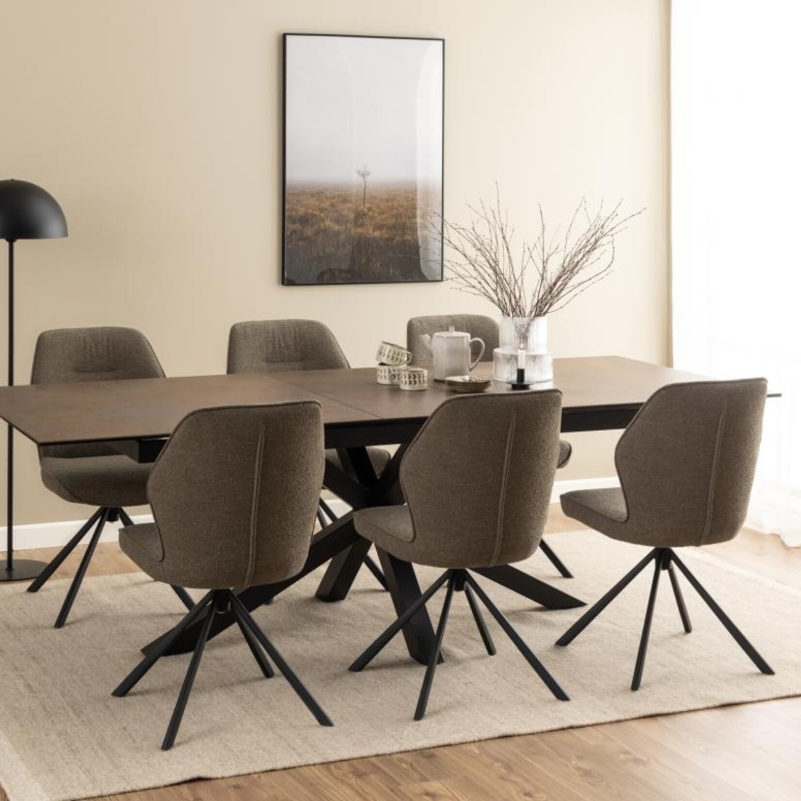Eettafel Heaven Roest Bruin Keramiek  200/240 x 100 x 76 cm