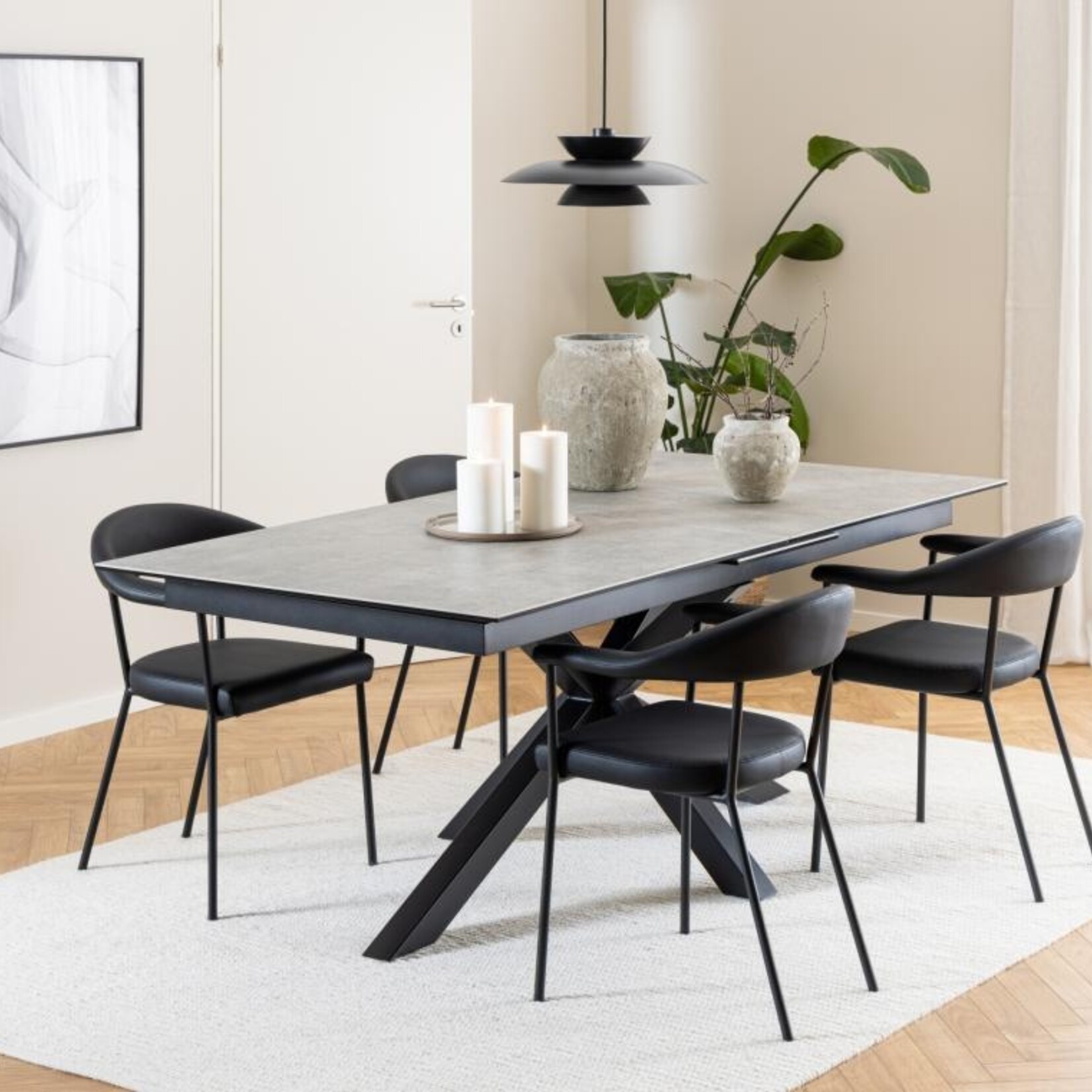 Eettafel Heaven Grijs keramiek 200/240 x 100 x 76 cm