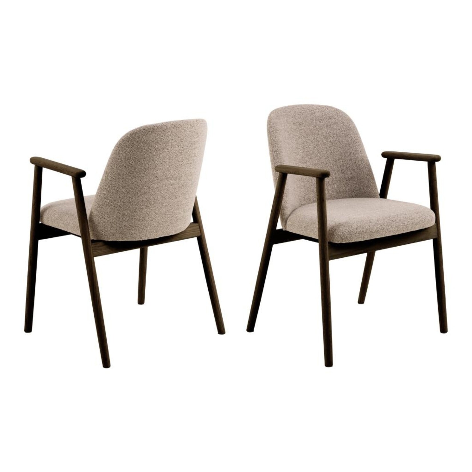 Leo eetkamerstoel met armleuning, stof Monza beige 60 FR, onderstel mat gerookt NC gelakt eiken