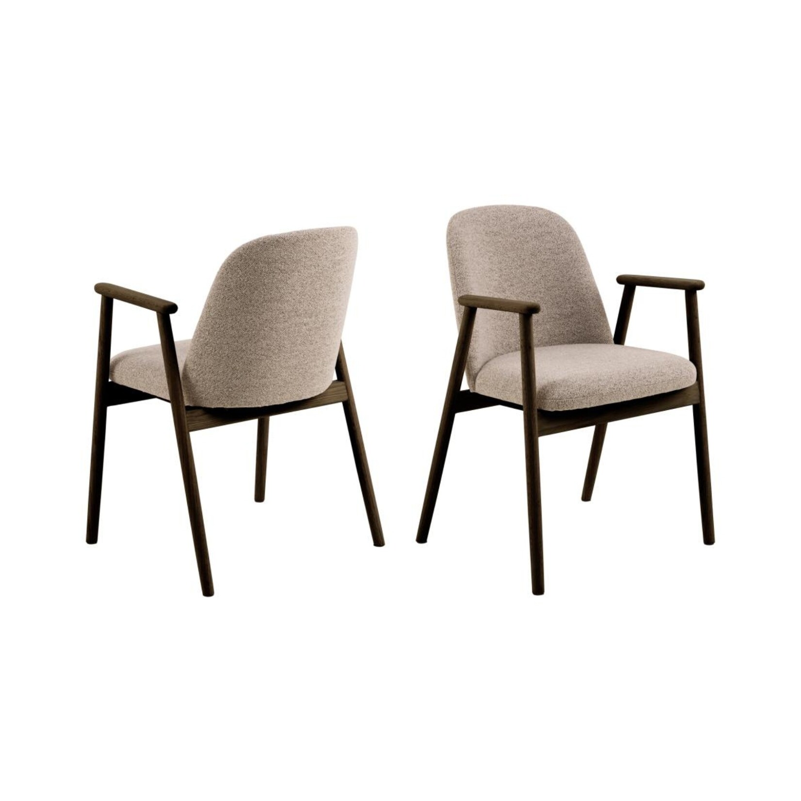 Leo eetkamerstoel met armleuning, stof Monza beige 60 FR, onderstel mat gerookt NC gelakt eiken