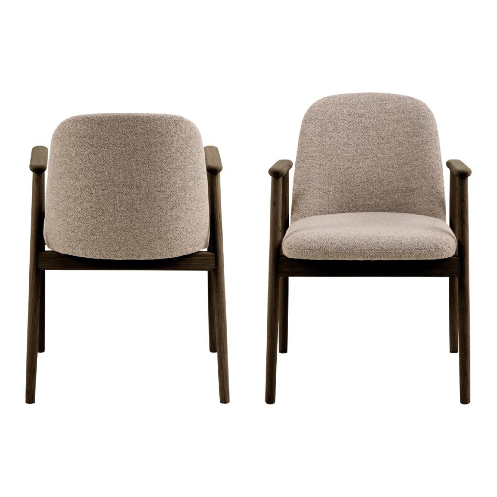 Leo eetkamerstoel met armleuning, stof Monza beige 60 FR, onderstel mat gerookt NC gelakt eiken