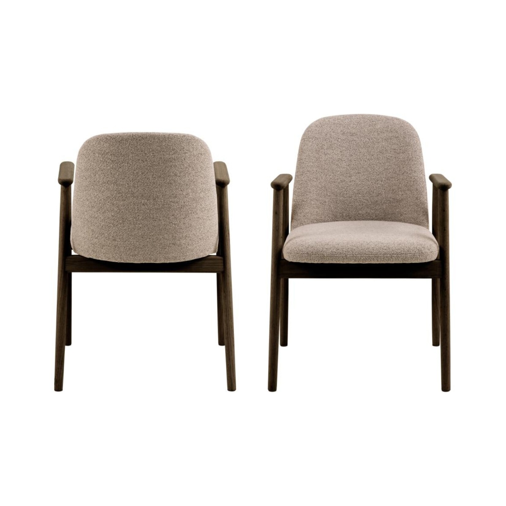 Leo eetkamerstoel met armleuning, stof Monza beige 60 FR, onderstel mat gerookt NC gelakt eiken
