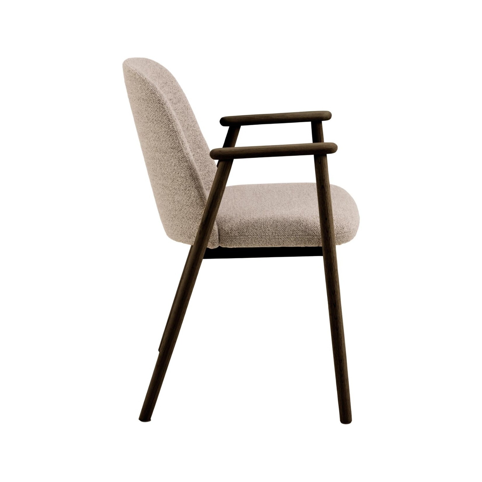 Leo eetkamerstoel met armleuning, stof Monza beige 60 FR, onderstel mat gerookt NC gelakt eiken