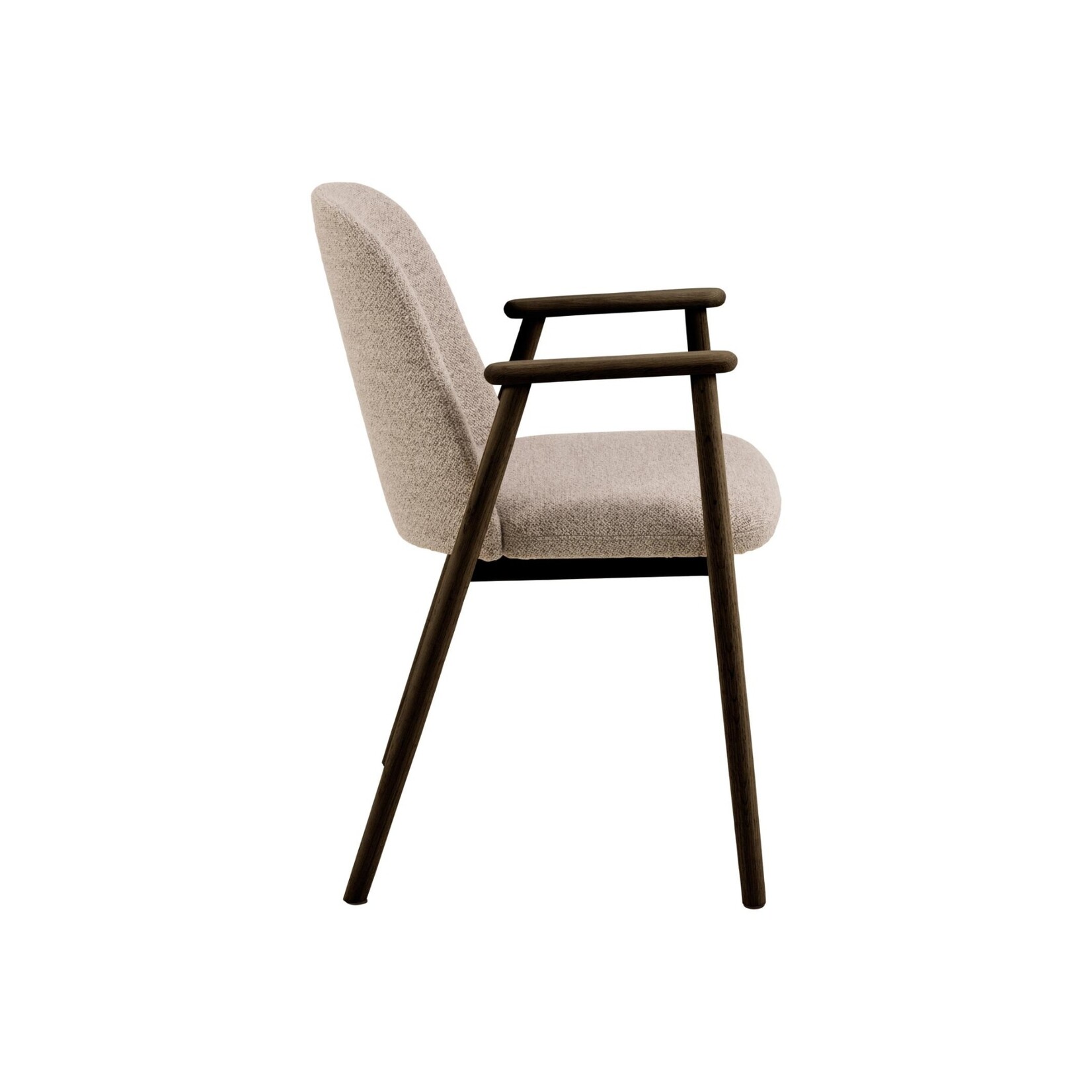 Leo eetkamerstoel met armleuning, stof Monza beige 60 FR, onderstel mat gerookt NC gelakt eiken