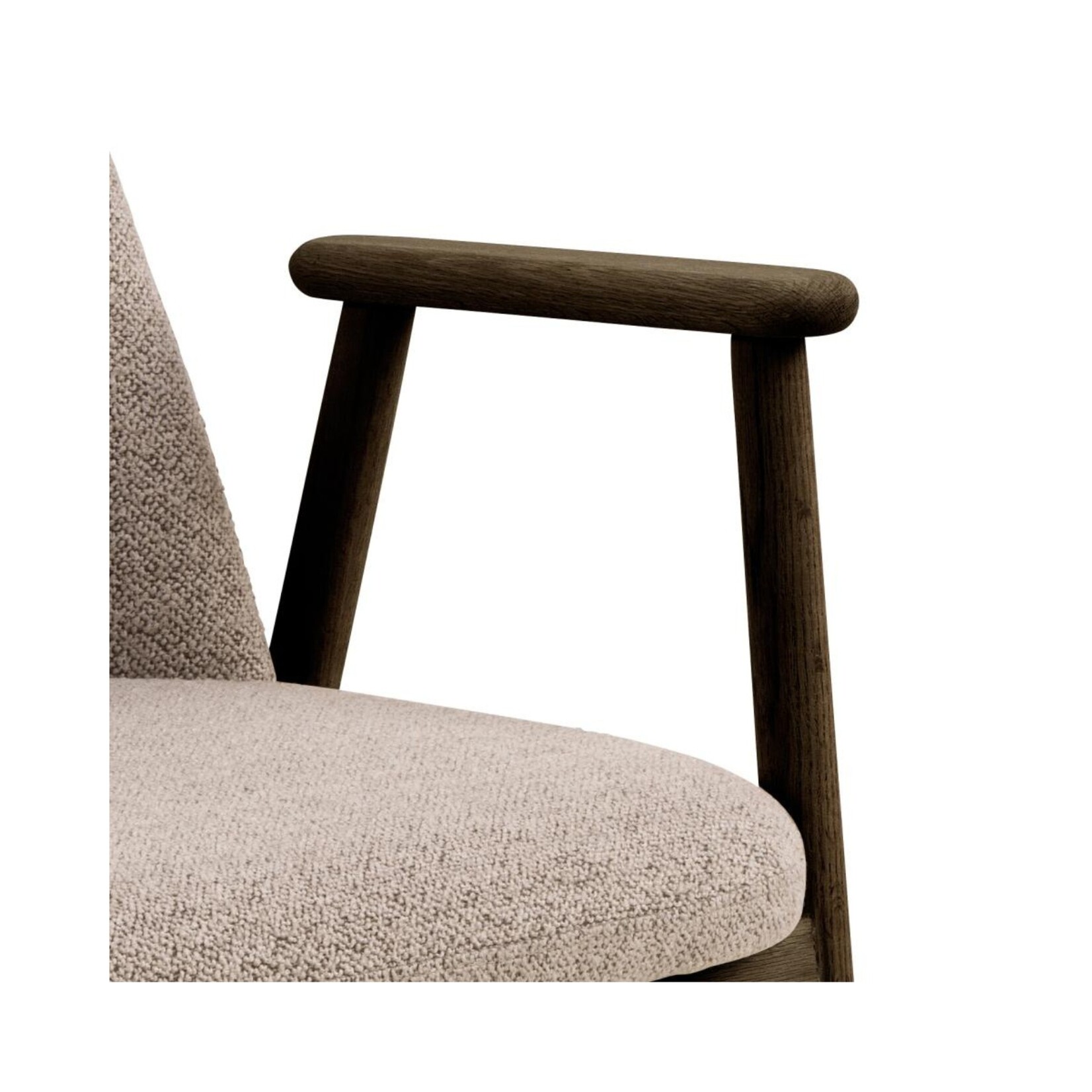 Leo eetkamerstoel met armleuning, stof Monza beige 60 FR, onderstel mat gerookt NC gelakt eiken