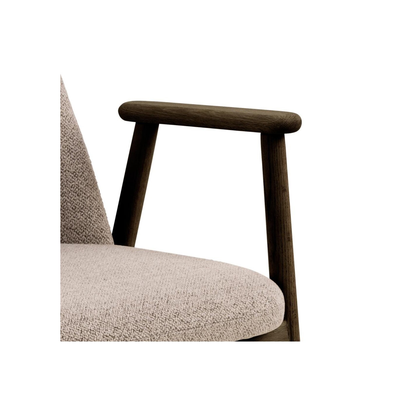 Leo eetkamerstoel met armleuning, stof Monza beige 60 FR, onderstel mat gerookt NC gelakt eiken