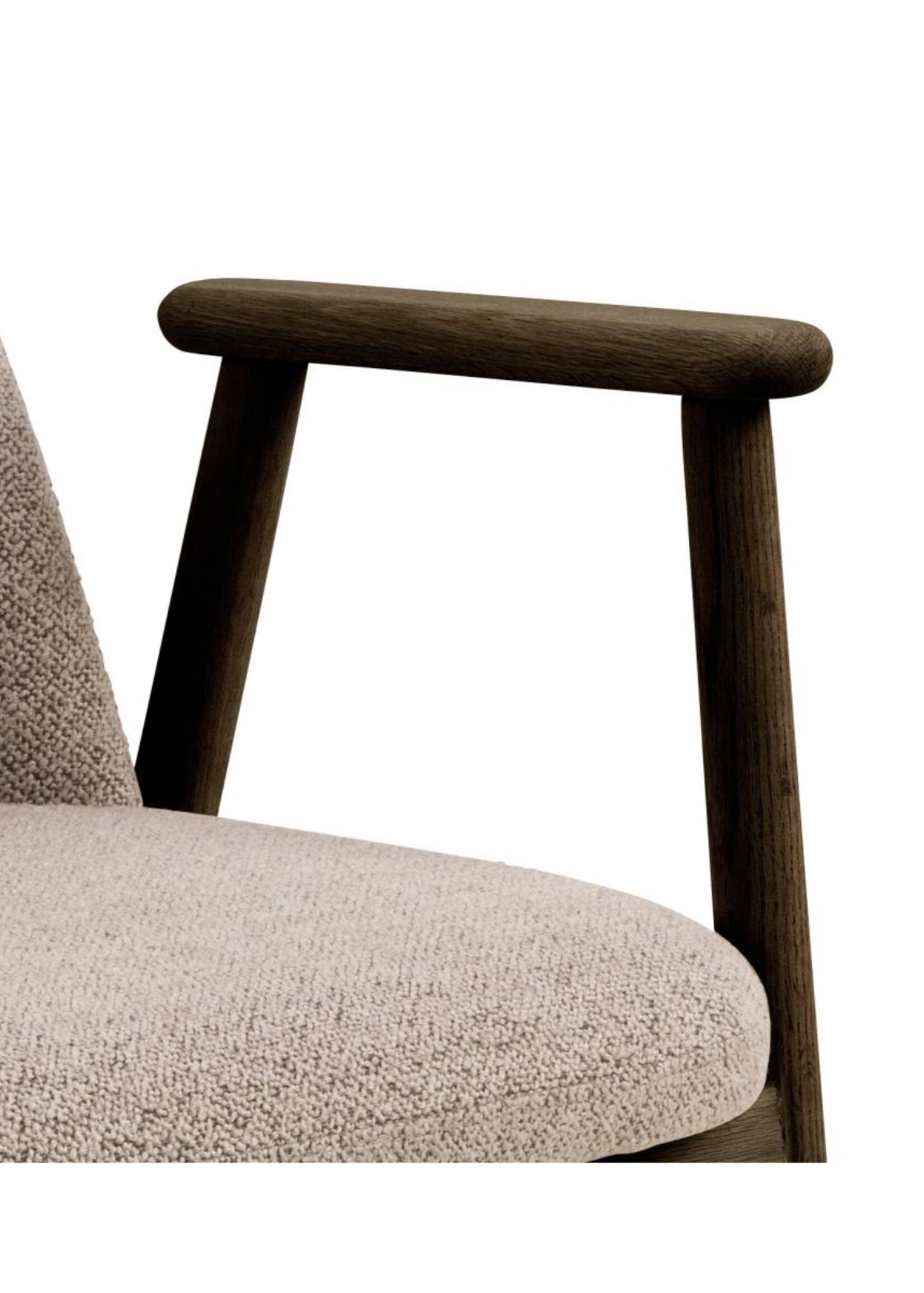 Leo eetkamerstoel met armleuning, stof Monza beige 60 FR, onderstel mat gerookt NC gelakt eiken