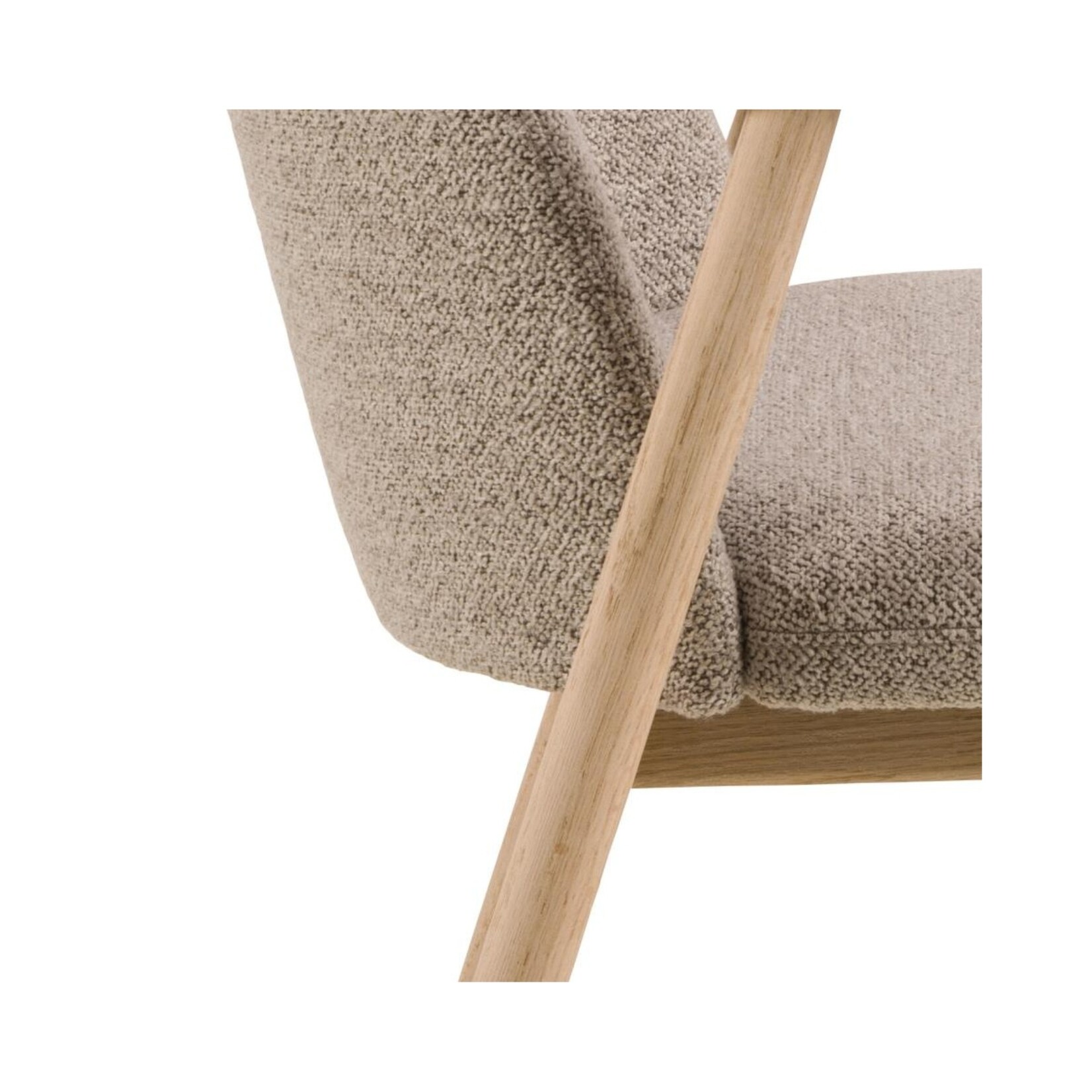 Leo eetkamerstoel met armleuning, stof Monza beige 60, onderstel wit gepigmenteerd geolied eiken