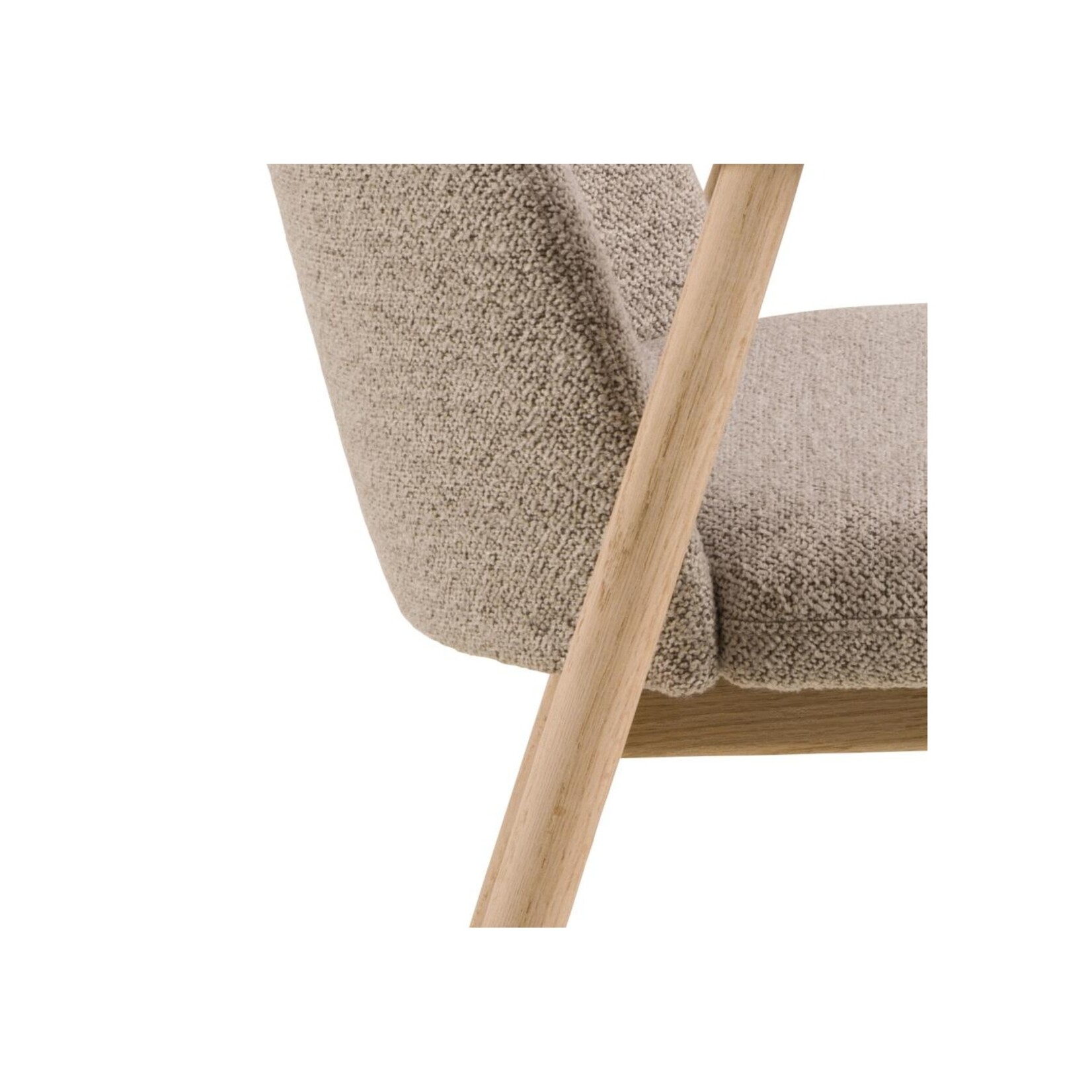 Leo eetkamerstoel met armleuning, stof Monza beige 60, onderstel wit gepigmenteerd geolied eiken