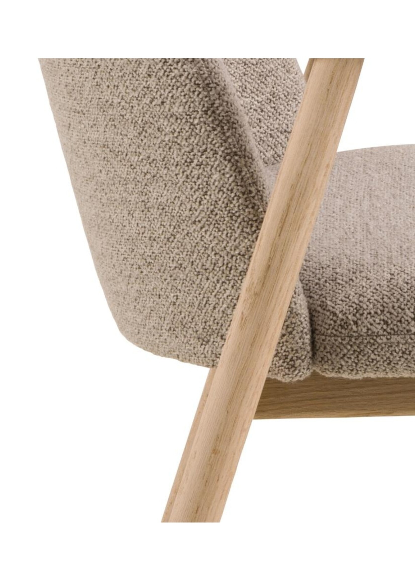 Leo eetkamerstoel met armleuning, stof Monza beige 60, onderstel wit gepigmenteerd geolied eiken