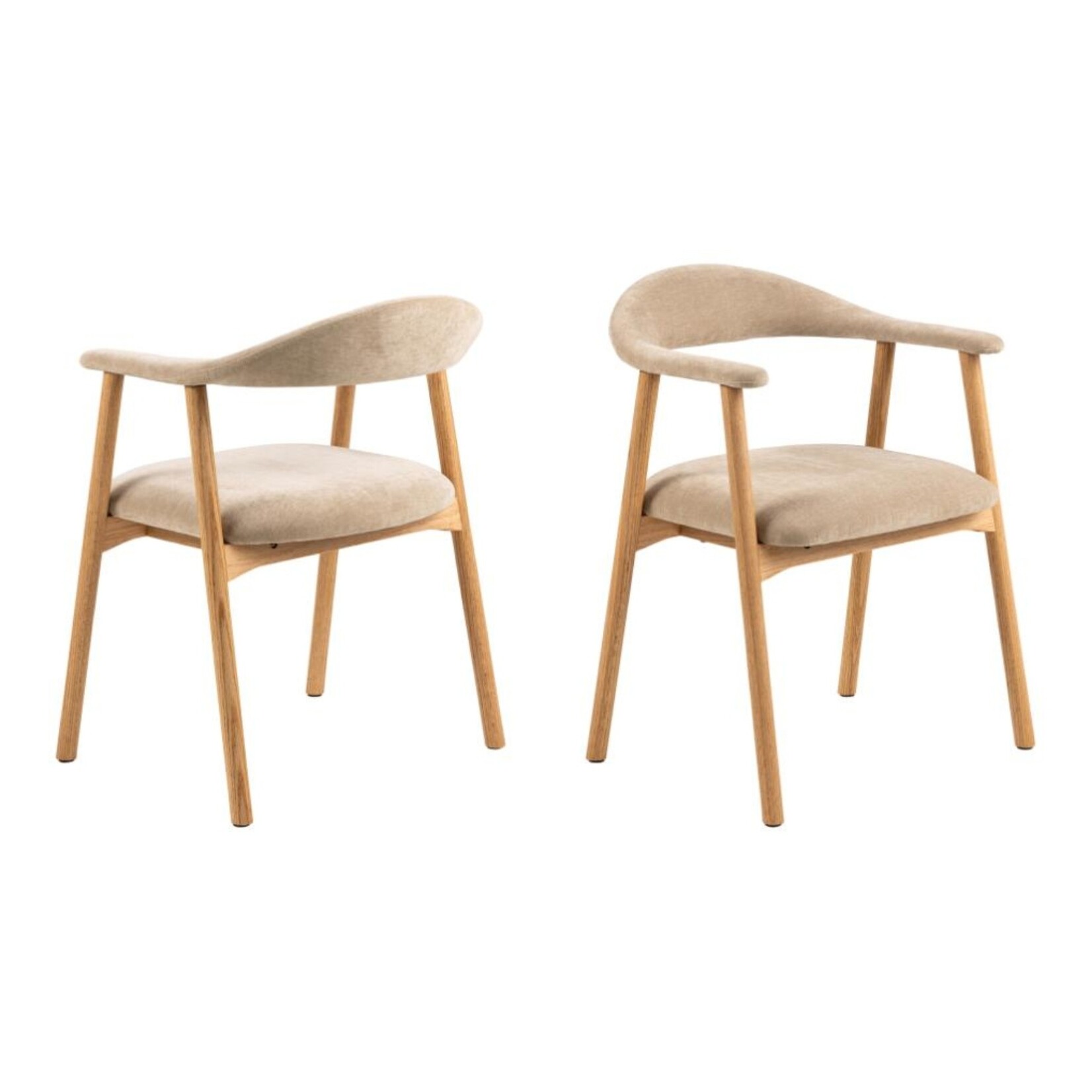 Addi Eiken eetkamerstoel met armleuning Beige