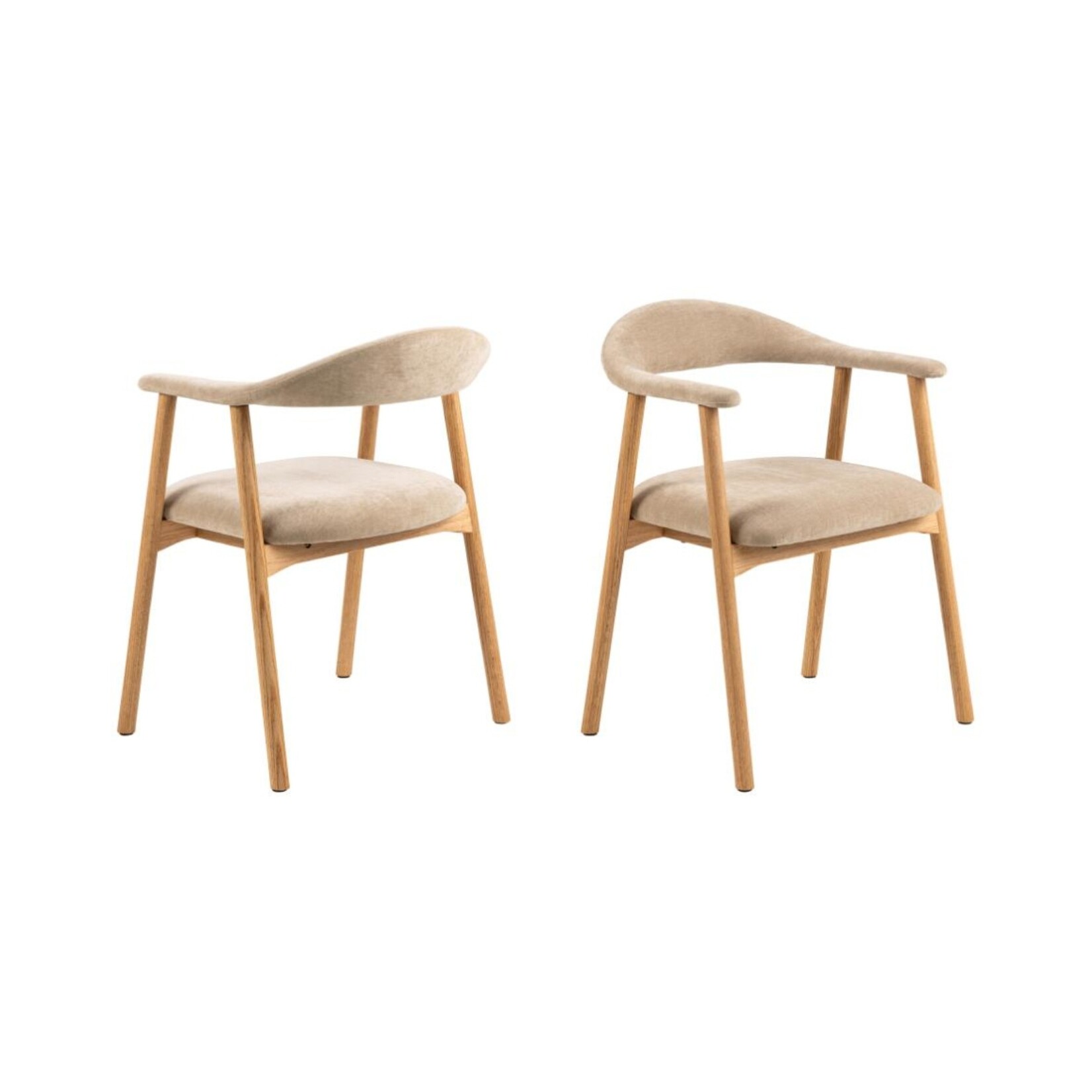 Addi Eiken eetkamerstoel met armleuning Beige