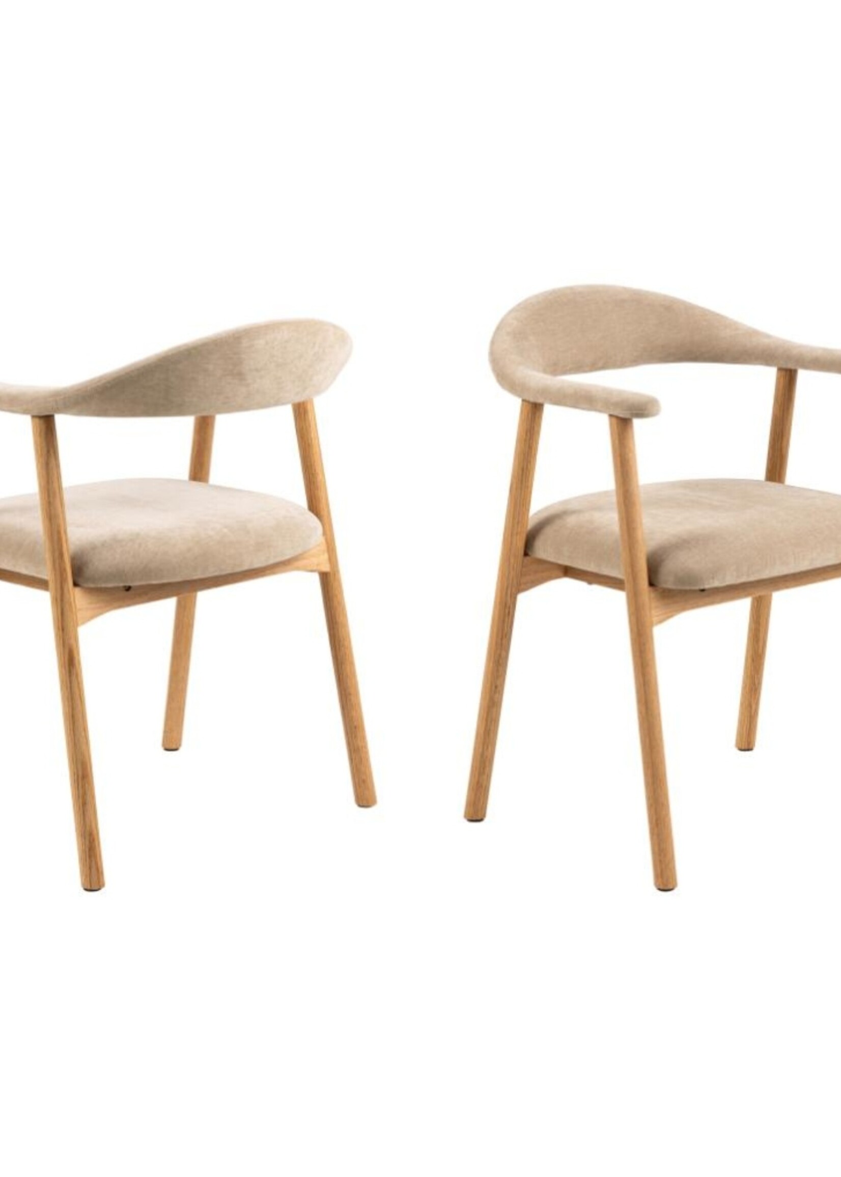 Addi Eiken eetkamerstoel met armleuning Beige