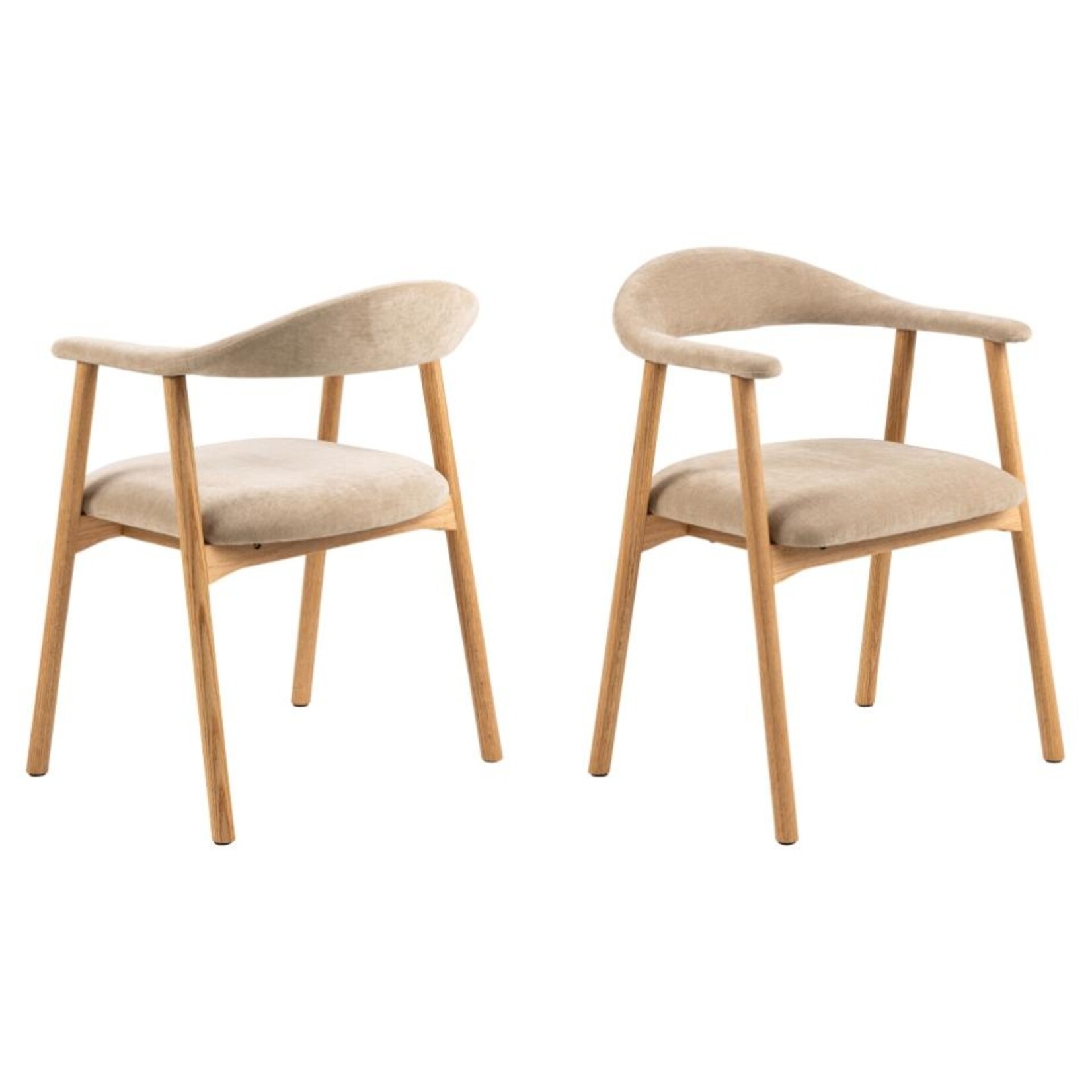 Addi Eiken eetkamerstoel met armleuning Beige