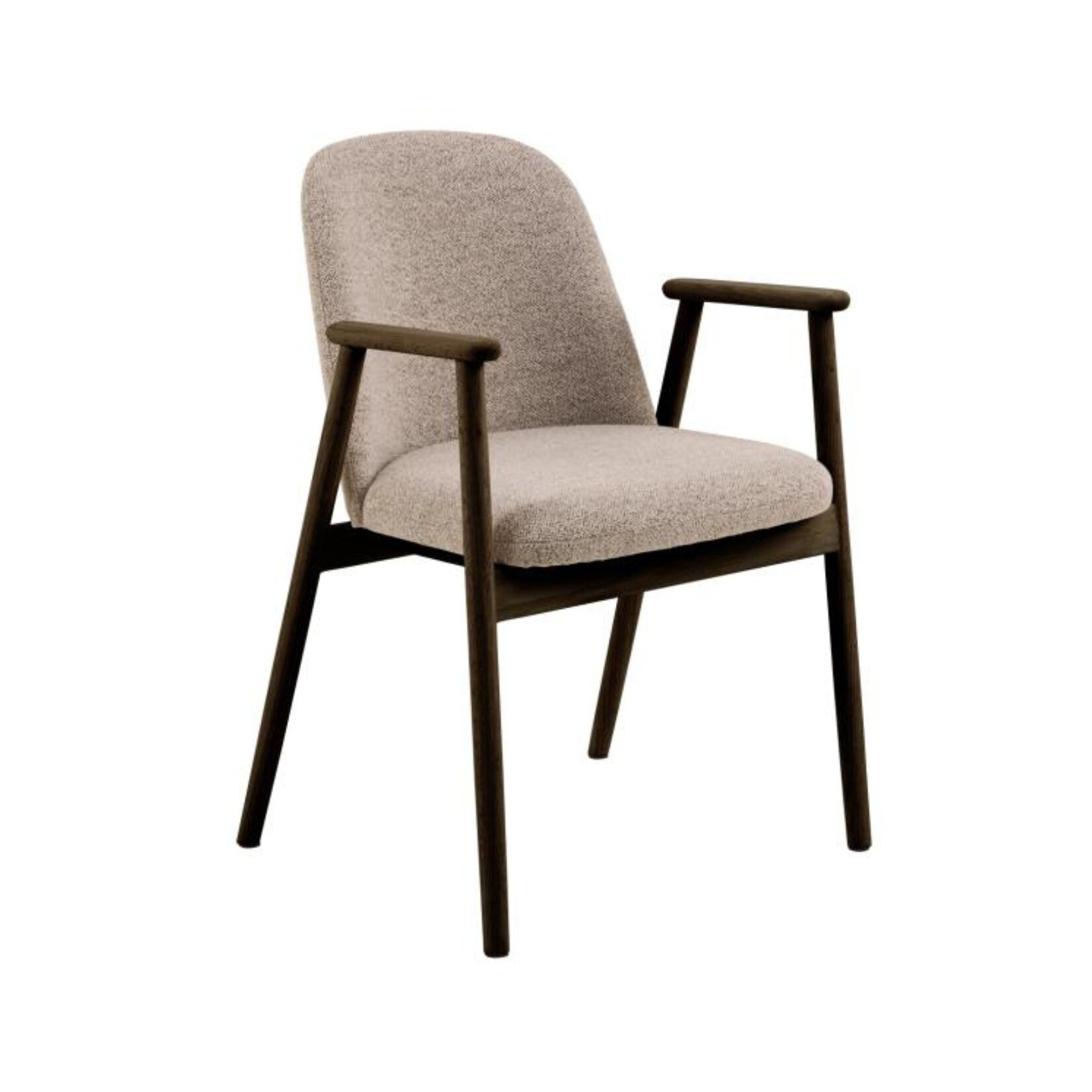 Leo eetkamerstoel met armleuning, stof Monza beige 60 FR, onderstel mat gerookt NC gelakt eiken