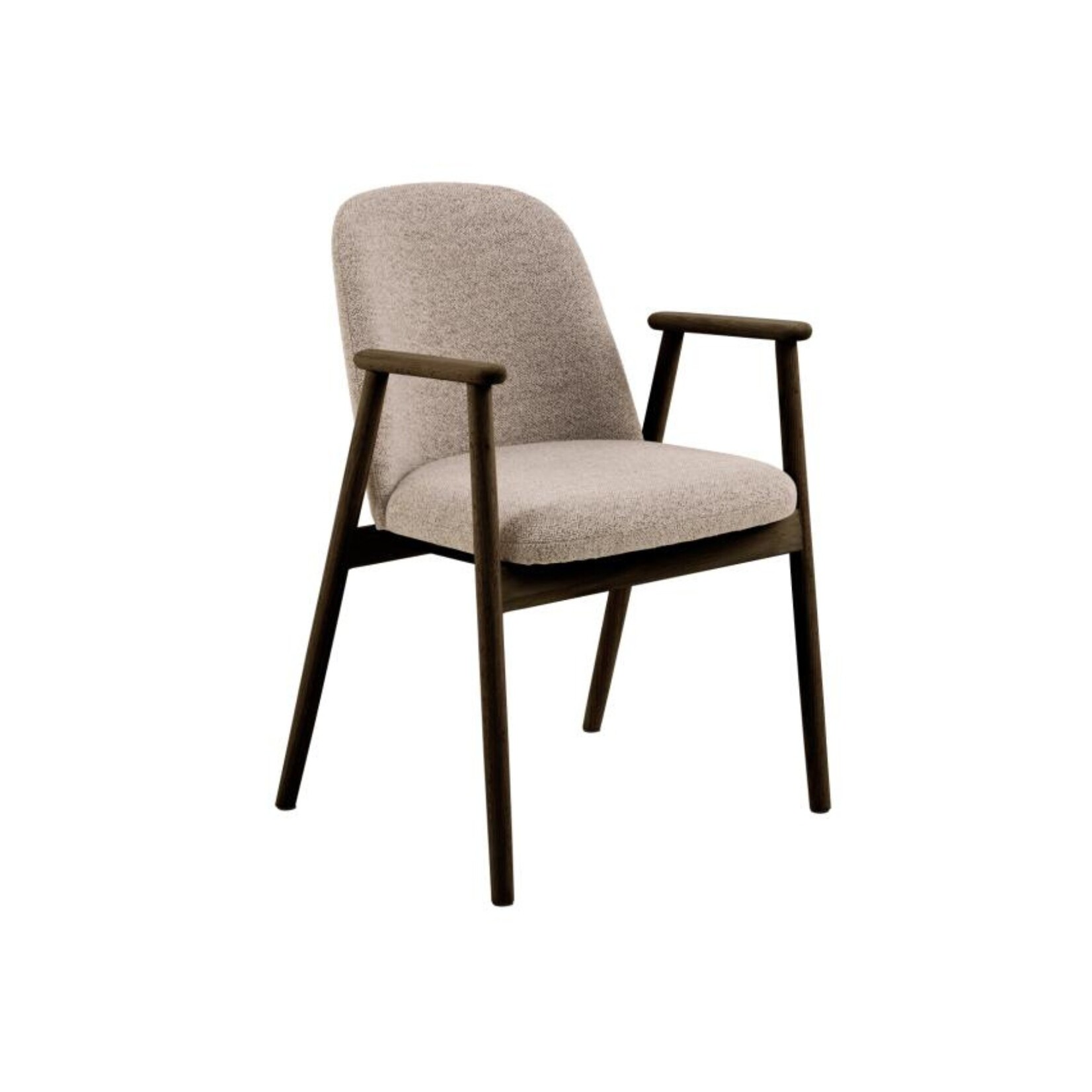 Leo eetkamerstoel met armleuning, stof Monza beige 60 FR, onderstel mat gerookt NC gelakt eiken